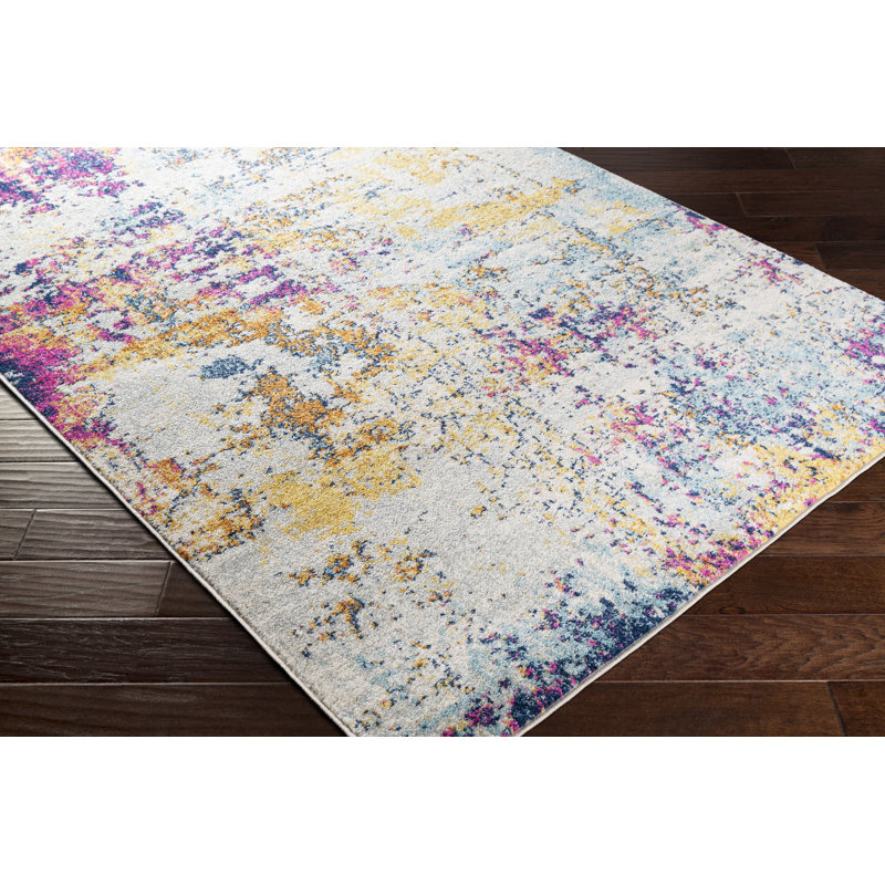 17 Stories Aubuchon Performance Yellow/Purple/Blue Rug & Reviews Wayfair